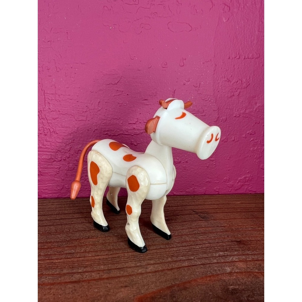 Little People Cow Vintage Fisher Price #915 Farm, White Hex Screw Cow, 1972-1974